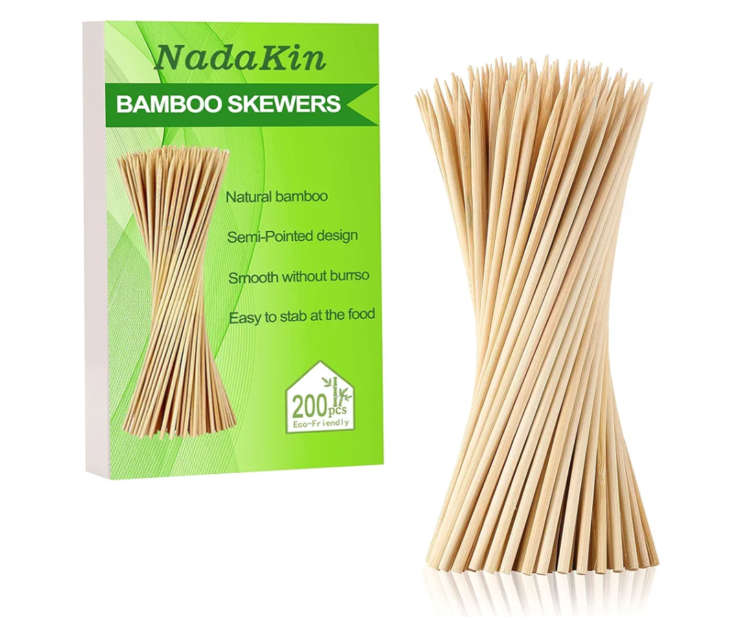 200 PCS Bamboo Skewers, 12 Inch Wooden Skewer for Appetizers, Fruit, Kebabs, Grilling Barbecue, Mini Burger, Sausage, Cocktail Picks for Drinks, Long Toothpicks, Food Sticks Natural, Kitchen Gadget