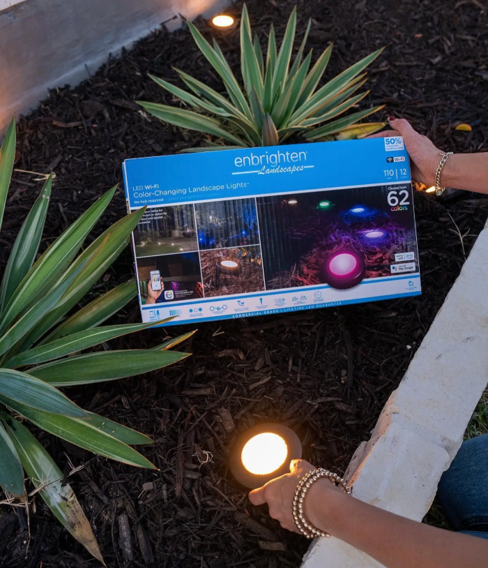 Enbrighten LED Ground Lights, 6 Path Lights, 50ft, Color Changing, Free App Control, Outdoor Path Lighting, 62 Colors