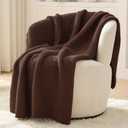 Dark Brown Throw Blanket, Garter Knit, 50" x 60", Chocolate Brown