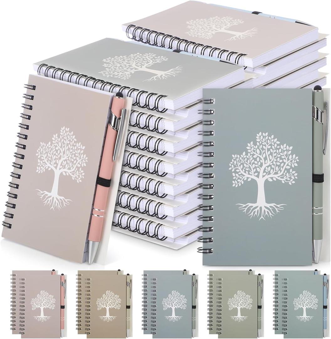 20 Pack Father Day Christian Pocket Notebook with Pen Tree of Life Small Catholic Writing Journal A6 Lined Judaism Religious Notebook Bulk for Men Office School Business(Macaron Color)