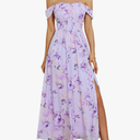 GRACE KARIN 2025 Women's Summer Floral Print Flowy A Line Maxi Dresses Sleeveless Smocked Off Shoulder Dress XL