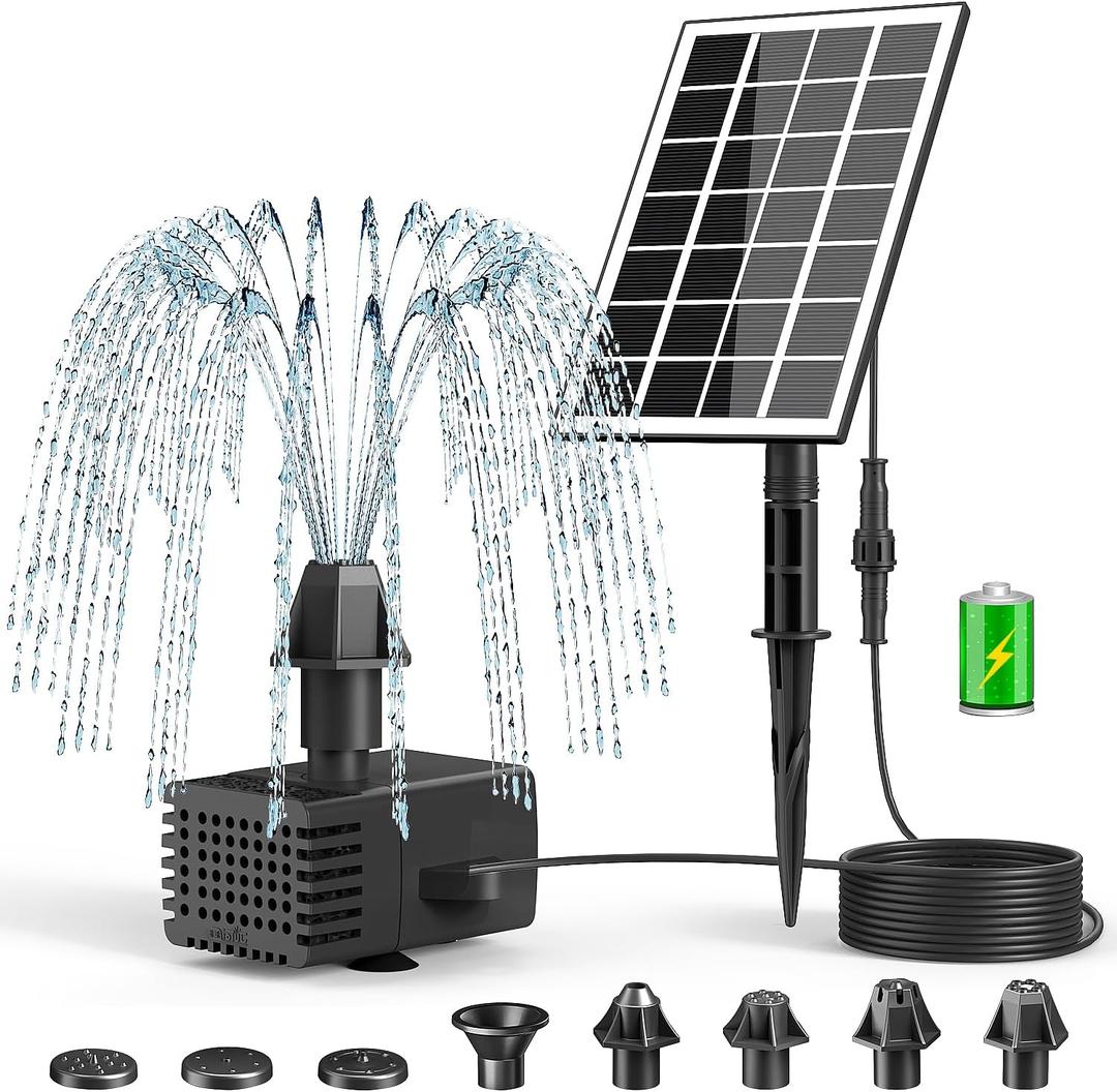 SZMP Solar Fountain Pump Work on Cloudy Day,16.4ft Power Cord Solar Water Fountain Battery for Bird Bath Garden Outdoor