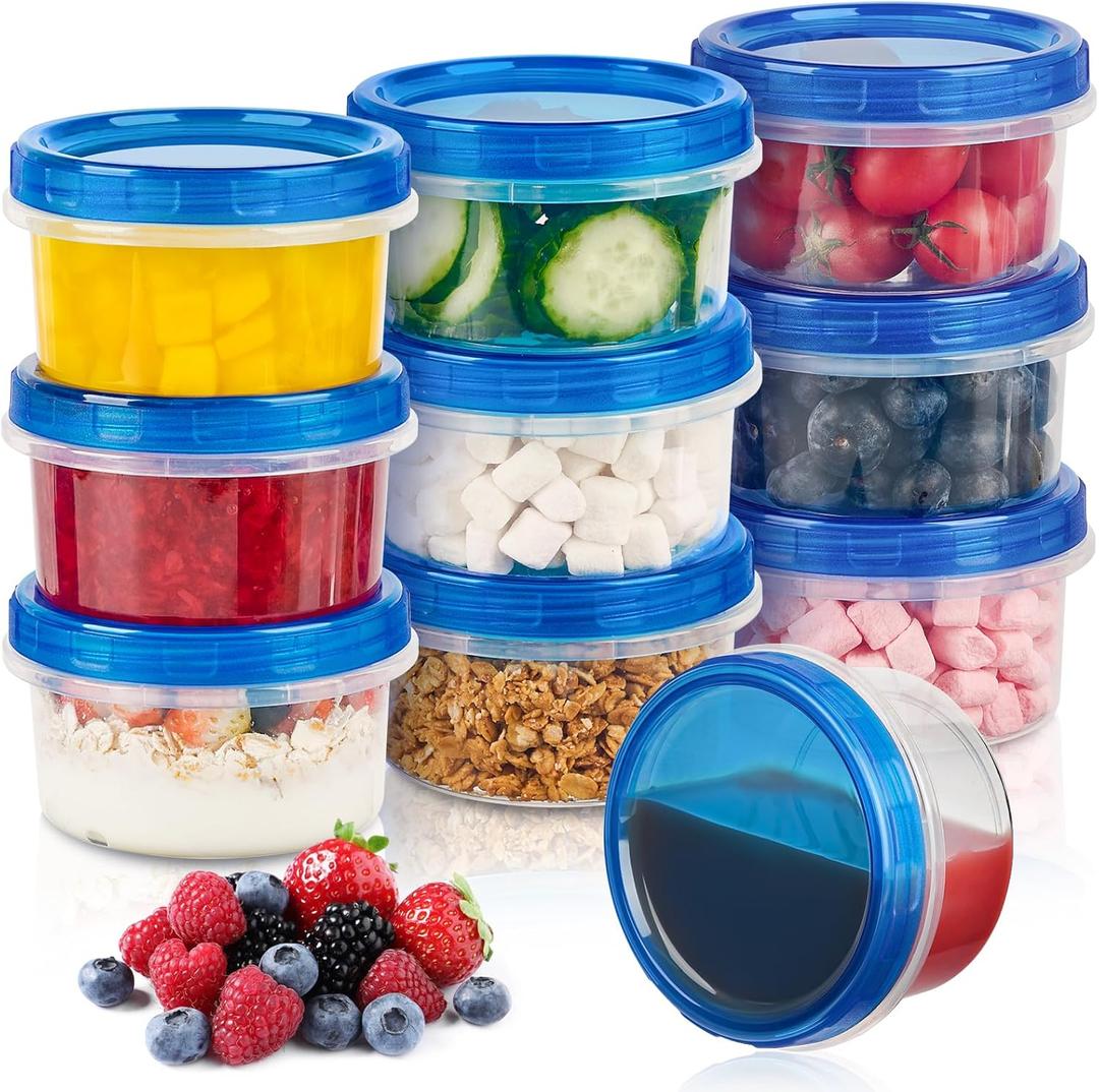Soelomu 8 oz Freezer Storage Containers with Twist Top Lids, 10 Pack Reusable Meal Prep Containers Plastic Stackable Leakproof Food Storage Containers for Soup, Sauce, Salad, Leftover, Oats