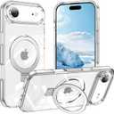 Magnetic for iPhone Air Case with Ring Stand, [10 FT Drop Protection] [Velvety Touch] Slim Translucent Matte Back Shockproof Phone Case for iPhone 17 Air 6.5'', Clear