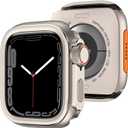 Amizee 2 in 1 Metal Case Compatible with Apple Watch Series 6/SE/5/4 44mm with Back Cover, Rugged Shockproof Protective Bumper Cover for iWatch 44mm, Titanium