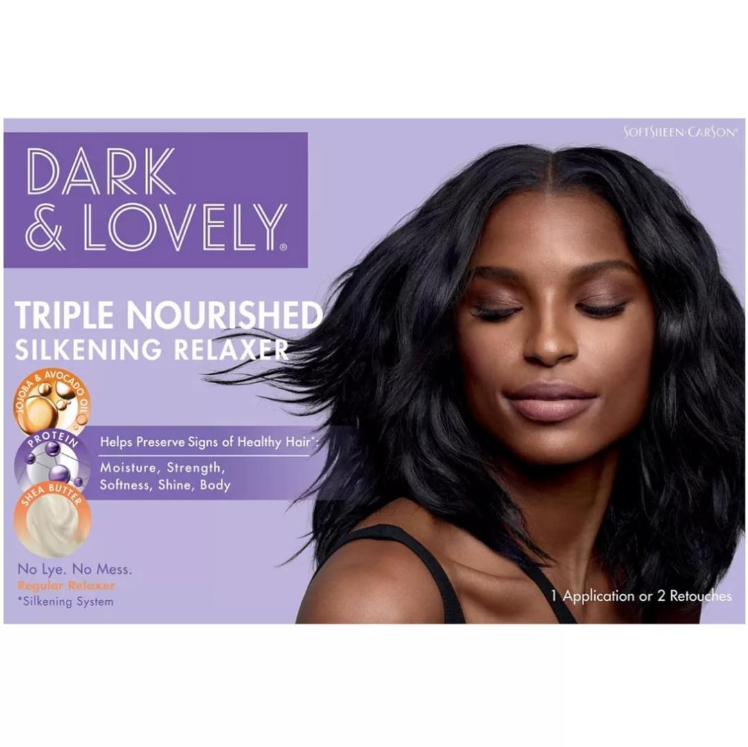 SoftSheen-Carson Dark and Lovely Triple Nourished Silkening Relaxer No-Lye Regular Strength with Shea Butter, Jojoba and Avocado Oils, Regular (1 Count (Pack of 1))