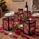 Retisee 24 Pcs Valentine's Day Decorations Paper Lanterns Craft Kits Valentine's Day Candles Holders Paper Boxes Lanterns DIY Craft Kits for Home Decorations Art Project