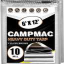 Tarps Heavy Duty Waterproof 6x12 Ft, 10 Mil Thick, High Durability, Rip, UV Resistant and Tear Resistant with Metal Gromets Every 20 Inches (Silver/Brown - Reversible)