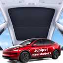 REEVAA 2026 Upgraded Tesla Model Y New (Juniper) Sunshade Roof [No Gaps, No-Sagging] Model Y Accessories Heat Insulation Foldable Glass Sunroof Cover for Model Y Juniper 2025-2026, 2PCS, Black