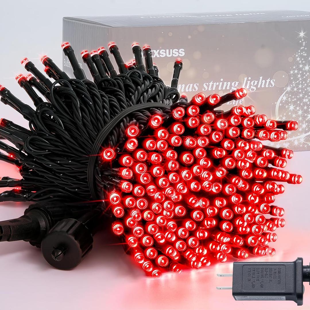 JMEXSUSS 250 LED Red Valentines Day Lights Indoor Outdoor Waterproof with 8 Modes, 91.5ft Expandable Red Christmas String Lights for Bedroom Tree Patio Garden Party Holiday Decorations