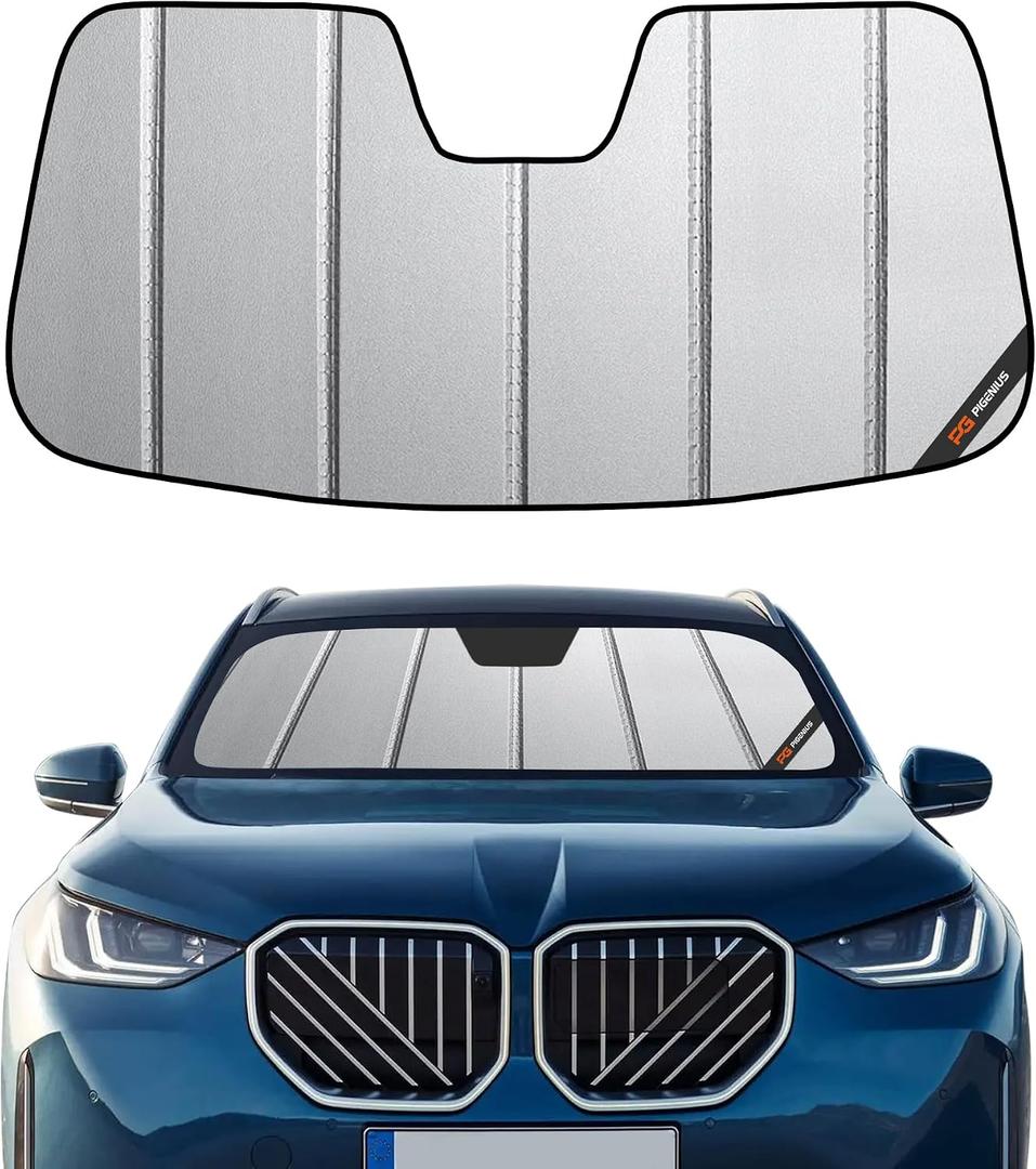 Windshield Sun Shade for BMW X3 (G45) 2025-2026, Fits xDrive30 M50, Premium Grey Leather Finish