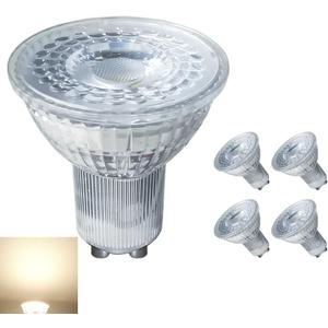 GU10 LED Light Bulb 5W Soft Warm White 3000K 400LM AC 85-265V NO Flicker Imitation Glass Cover 120 Degrees Wide Angle Non-Dimmable 40W Equivalent, for Ceiling Recessed Spotlight Lighting, 4-Pack