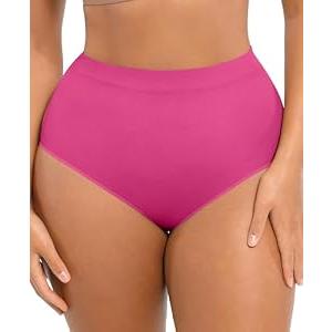 FeelinGirl Seamless Shapewear Underwear for Women Body Shaper Briefs High Waisted Panties Rose Red M