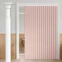 AJAZZ 100% Blackout Accordion Doors Interior Magnetic Door Curtain Front Door Curtains for Glass Window Sets (1 Pack, 74 W x 78 L, Pink+Rod)