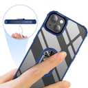 Ring Kickstand Clear Phone Case for iPhone 15 (6.1 Inch),Drop Protection Slim Protective Shell Cover,Flexible Bumper + Hard Back + Ring Stand Fits Magnetic Car Mount,Blue