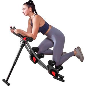 BODY RHYTHM Dual-track Ab Workout Machine with 4 Adjustable Heights, Foldable Core & Abdominal Exercise Machine with 330lbs Weight Capacity, Total Ab Workout Equipment for Home Gym, Ab Women Exercise Fitness Trainer. (Black)