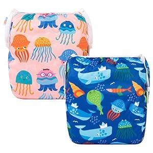 ALVABABY Swim Diapers Baby & Toddler Snap Large Size Reusable Adjustable Baby Boy ZDYK116-117