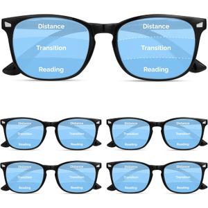 CCVOO 5 pack Reading Glasses for Women/Men, Bifocal, Progressive, Readers for Women/Men, Eye glasses, Blue Light Glasses (Black X5: Progressive)