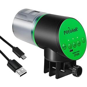 Petbank Automatic Fish Feeder for Aquarium - Auto Fish Food Dispenser Rechargeable for Small Large Tank with USB Charger Cable，12/24/48H Interval Esay Set Up (Green, CY-019)