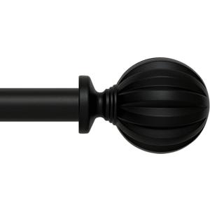Decorative Curtain Rod, Easy Installation, Adjustable 3/4 Inch Diameter Single Window Curtain Rod Set, 48 to 84 Inches, Black