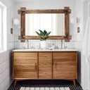 MeMoreCool 36x24 Farmhouse Rustic Wood Framed Bathroom Mirror, 24x36 Inch Wall Mounted Vanity Mirror for Bathroom Bedroom Entryway Living Room
