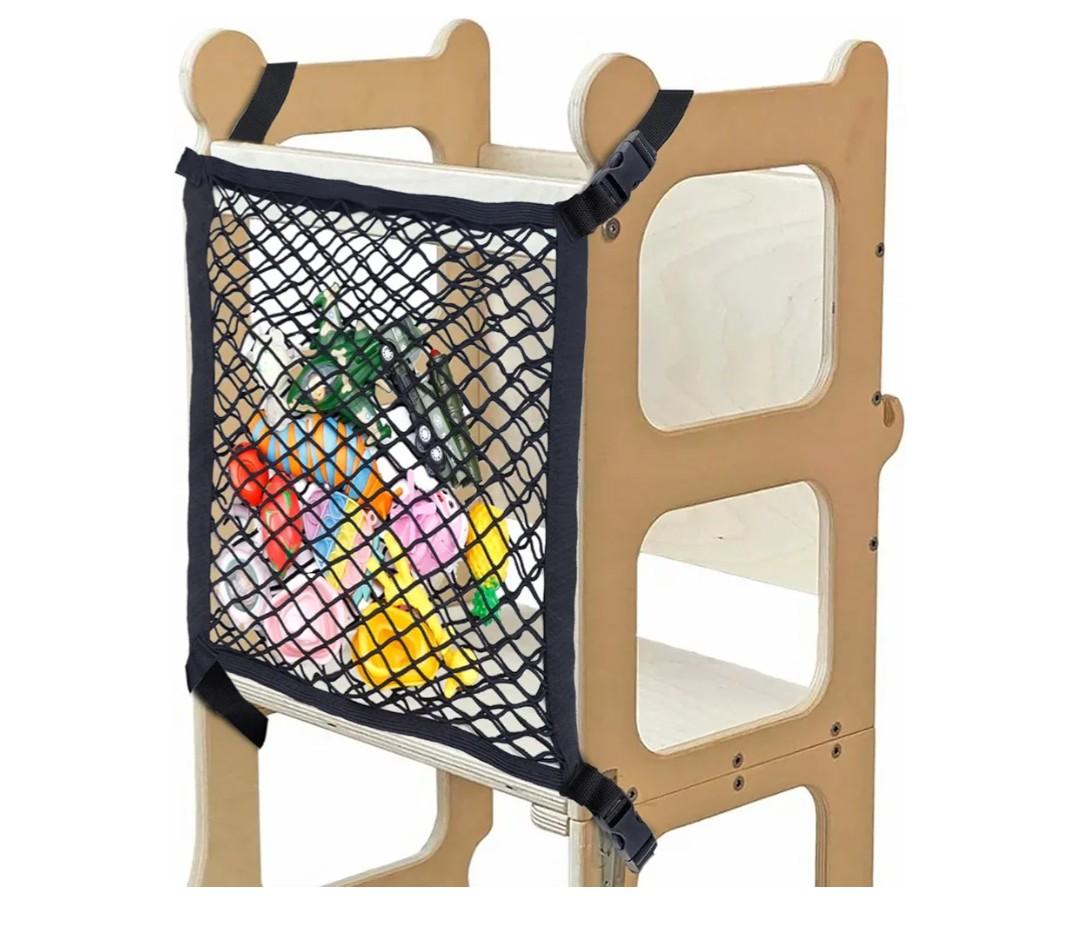 Toddler Tower Safety Net, Toddler Learning Tower Safety Net for Enhanced Safety and Convenience, Double Layer Design with Storage Function, Ideal for Kids Kitchen Play and Learning Activities