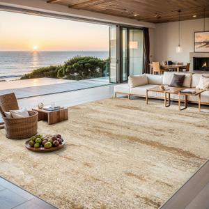 6x9 Area Rugs for Living Room - Washable Rug Modern Abstract Soft Large Neutral Non-Slip Carpet Indoor Floor Stain Resistant Thin Carpets for Bedroom Dining Room Farmhouse Nursery Home Office Beige