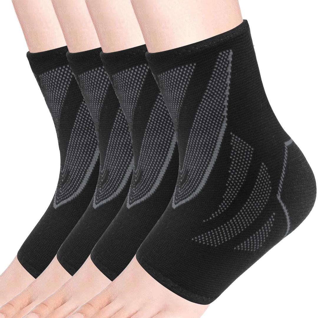 Ankle Guards,2 Pairs Ankle Brace for Women & Men,Ankle Compression Sleeve,Volleyball Ankle Support Brace for Women & Men,foot support brace for pain,plantar fasciitis compression socks for women & Men (Medium, Black/Grey)