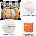 Artscope Fall Decorative Throw Pillow Covers 16x16 Inch Set of 4, Hello Happy Autumn Pumpkin Buffalo Plaid Maple Leaves Harvest Outdoor Farmhouse Pillow Cases for Home Sofa Couch-Orange B