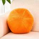 Uvvyui Orange Ball Pillow, 8" Cute Mini Round Throw Pillow Faux Rabbit Fur Room Decorative Throw Pillow, Ball Shaped Pillow Plush Cushion for Couch, Sofa, Bedroom