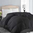 EASELAND King Size Down Alternative Comforter - Quilted Duvet Insert for All Seasons, Soft Lightweight with Corner Tabs, Summer Winter Warm Bedding, Black 90x102 Inches