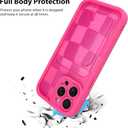 KANGHAR Compatible with iPhone 13 Pro Max Case, Wallet Silicone Checkered Cute Pattern, Card Holder Camera Protection Soft Slim Shockproof Edge Phone Cover for Girls Women -Hot Pink