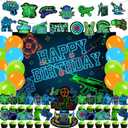 59 Pcs Laser Tag Birthday Party Supplies, Neon Laser Tag Themed Party Decoration Laser Tag Backdrop Balloons Cake Cupcake Topper for Kids Laser Tag Shooting Game Themed Party Decor