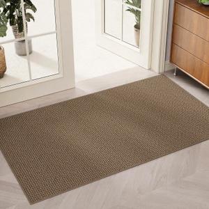 Indoor Door Mat 36"x60"(Rolled-Up, No Creases), Dirt Trapper and Absorbent Door Mats, Non-Slip Washable Entrance Mat, Low Profile Floor Mats for Front Back Door and Entryway, Light Brown