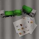 FIVEDAOGANG Garbage Truck Toy, 3 Pack Friction Powered Waste Management Garbage Truck Game with Front Load Dumpster, Back Dump Garbage,4 Trash Bins with 108 pcs Trash Cards, Gift for 3+ Years Old Kids