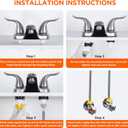 Bathroom Sink Faucets 2/3 Hole,Brushed Nickel Dual Handles 4 inch Plastic Plating Over Bathroom Faucet with Pop-up Drain and 2 Supply Hoses for Apartment Rvs Sink Vanity