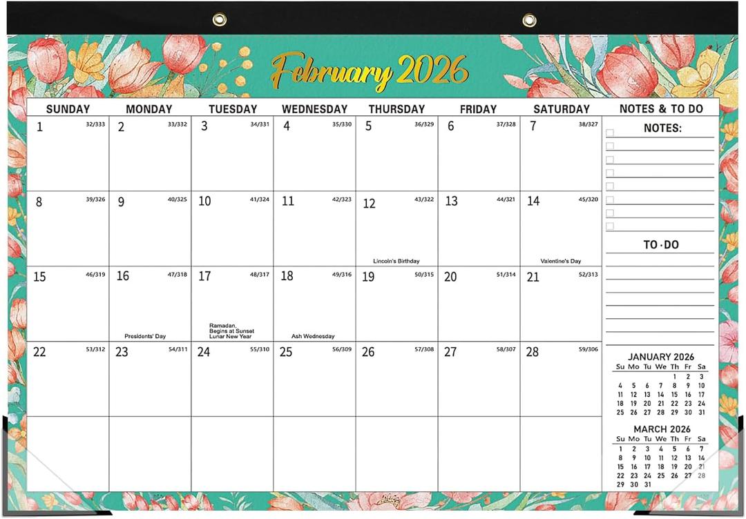 Desk Calendar 2026-2027, Jan 2026 to June 2027, 18 Months Large Calendar 17" x 12" Desktop & Wall Monthly Calendar With Transparent Protect Cover for Home School Office