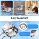Metal Automatic Chicken Waterer with Float Valve, Stainless Steel Duck Waterer No Mess Outdoor Wall Mounted Chicken Water Dispenser with Hose and Drain Plug for Chicken Coop