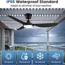 Newday 52 Inch IP66 Waterproof Outdoor Ceiling Fan with Lights, Heavy Duty Weatherproof Gazebo Fan with Remote, 3CCT Dimmable LED, 9000CFM Quiet DC Motor for Patio, Porch, Pergola, Black