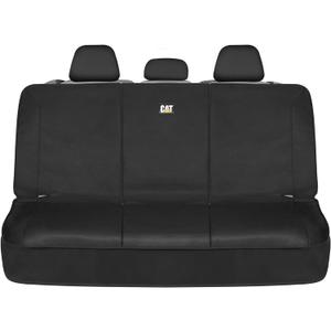 CAT Flexfit Black Rear Seat Cover for Car, SUV, & Truck - Durable Canvas Material Back Car Seat Covers 60/40 Split Bench Protector - Back Seats Cover & Rear Bench Protector Interior Accessories