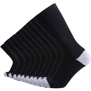 EnerWear 10P Pack Unisex Cotton Moisture Wicking Cushion Crew Socks (Black)
