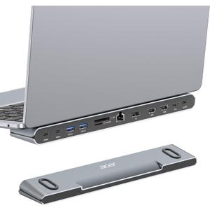 Acer Docking Station 3 Monitors, 11-in-1 Laptop Docking Station Stand with DP 8K + Dual HDMI 4K@60Hz, Ethernet, 10Gbps Data, 100W PD, SD/TF, USB C Dock with Detachable Cable for Acer/Dell/Mac/HP