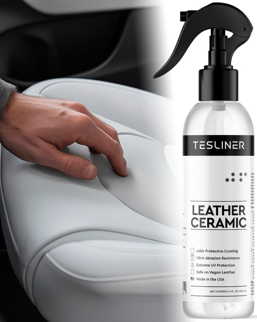 Tesla Leather Shield Ceramic Coating - Protect Cars, Prevent Stains, Vegan Leather Protector for Model 3 Y S X 2023 & 2024