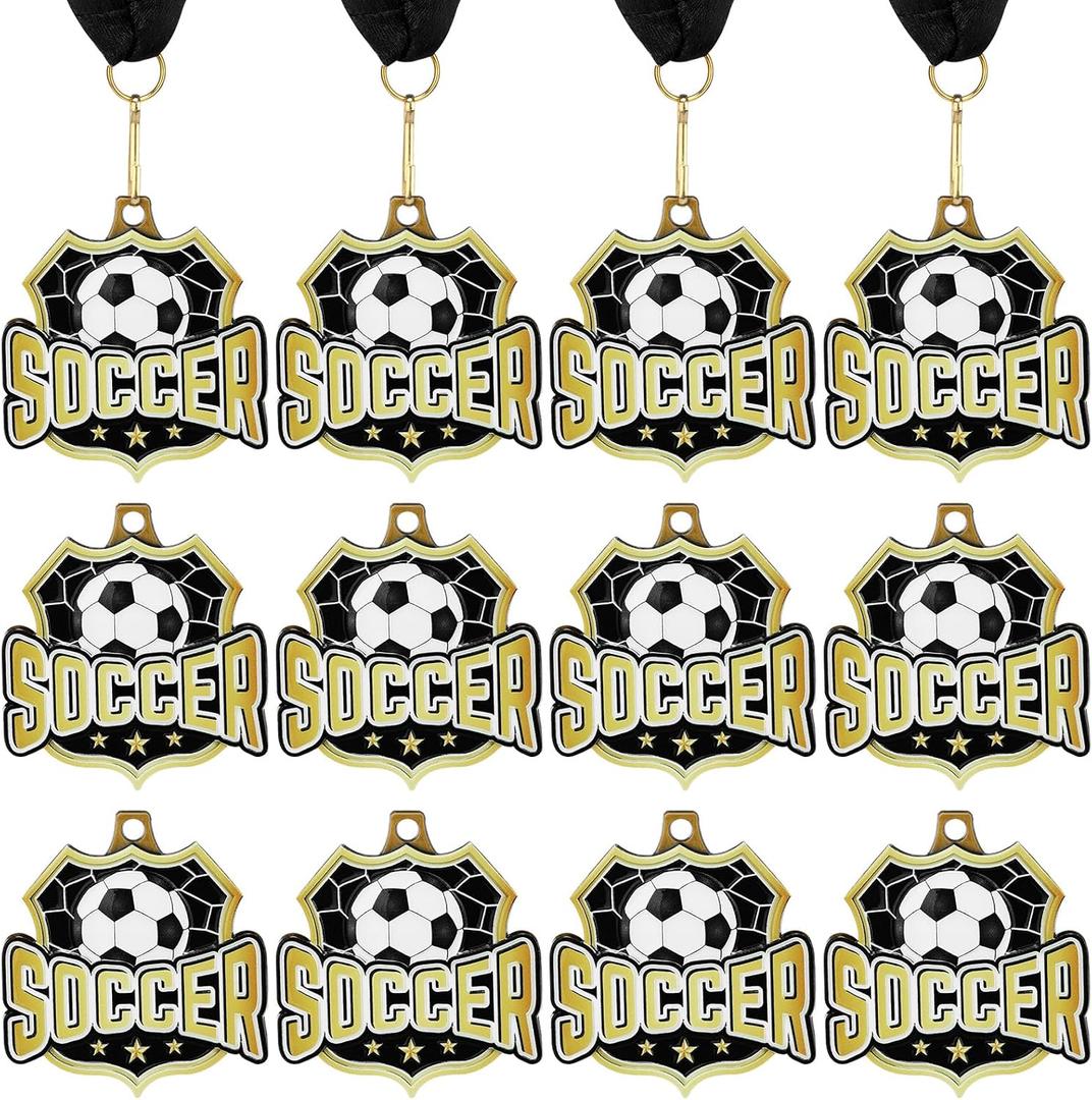 Ecation Medals with Neck Ribbons Sports Awards Medals Soccer Baseball Team Awards Softball T-Ball Flag Football Trophy Cheer up Favors for Sports Competitions Celebration Gift