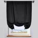 DONREN Balloon Shades Blackout Tie Up Curtain Valance - Adjustable Thermal Insulated Kitchen Window Curtain (Black 34 W x 63 inches Long,1 Panel)