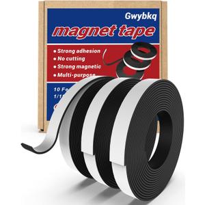 Magnetic Tape 3 Rolls 30Ft Flexible Magnet Strips with Strong Adhesive Backing (Each 10 Feet x 1/16" Thick x 1/2" Wide) Anisotropic Magnetic Roll