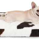 Bedfolks Waterproof Dog Crate Bed,Plush Dog Bed with Removable Washable Cover,Faux Fur Dog Crate Pad for Medium Dogs,Fluffy Dog Kennel Bed 29"x21",Cow Print