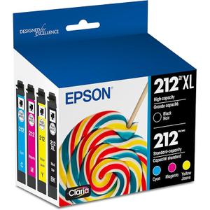 Epson 212 Claria Ink High Capacity Black & Standard Color Cartridge Combo Pack (T212XLBCS)  Works with Workforce WF2830, WF2850, Expression XP4100, XP4105