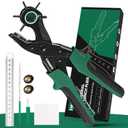 Professional Leather Hole Punch Plier - Tonmifr Heavy Duty 6 Sizes Belt & Watch Band Hole Puncher Tool, Leather Craft Tool for Belts, Handbags, Straps, Cardboard, Precision Ground Punches with Non-Sli