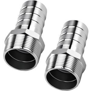 2PCS Stainless Steel 1-1/4" to 1-1/4" NPT Male Threaded Hose Barb Fittings, 1-1/4in to 1-1/4in NPT Hose Barb Connectors for Water Air Gas Pipes